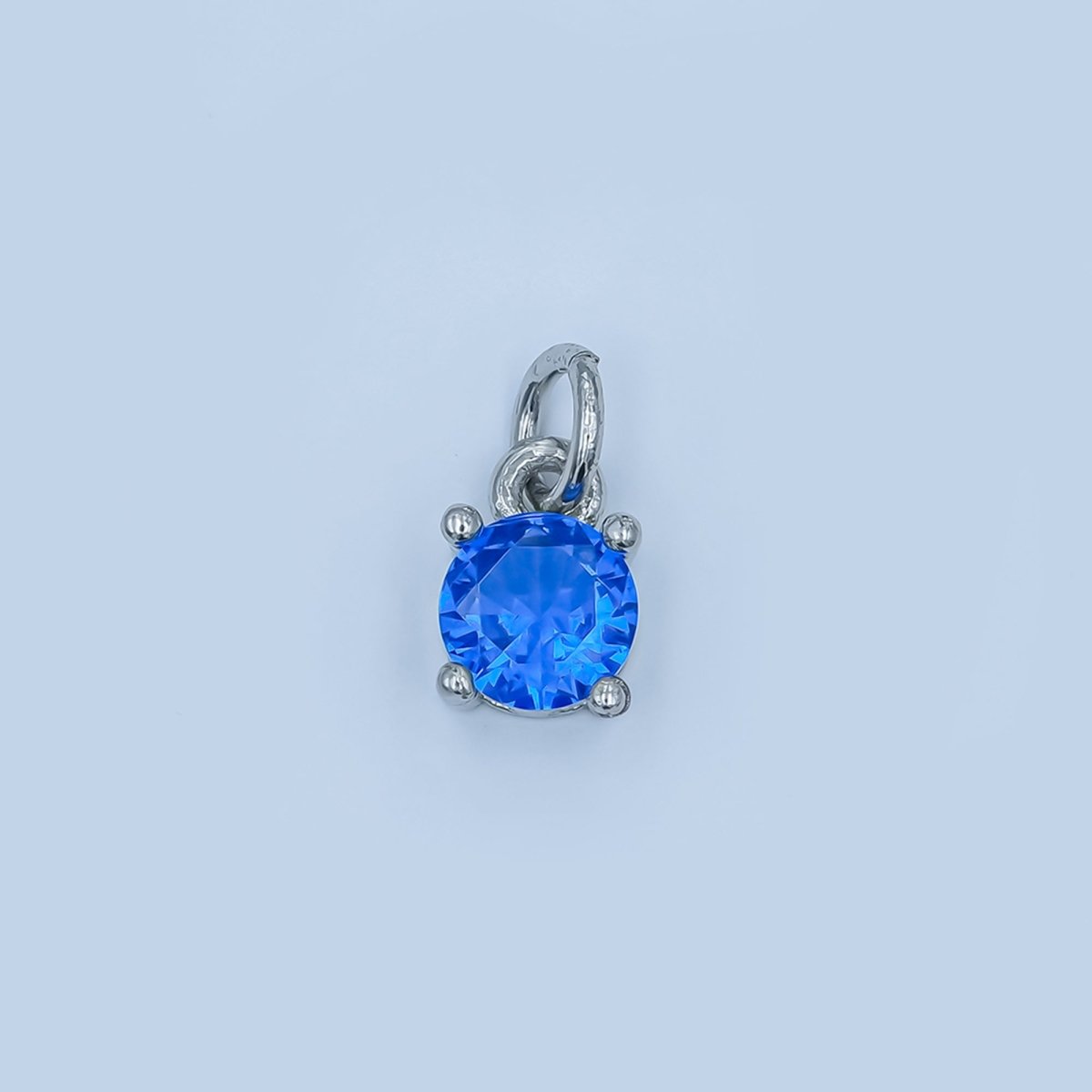 14K Gold Filled Round Birthstone CZ Solitaire Charm in Gold & Silver | W509 - W520 - DLUXCA