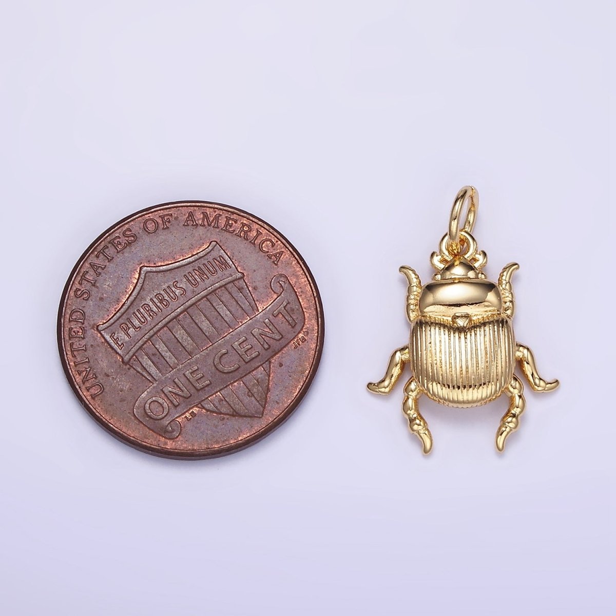 14K Gold Filled Scarab Beetle Textured Animal Charm | W775 - DLUXCA