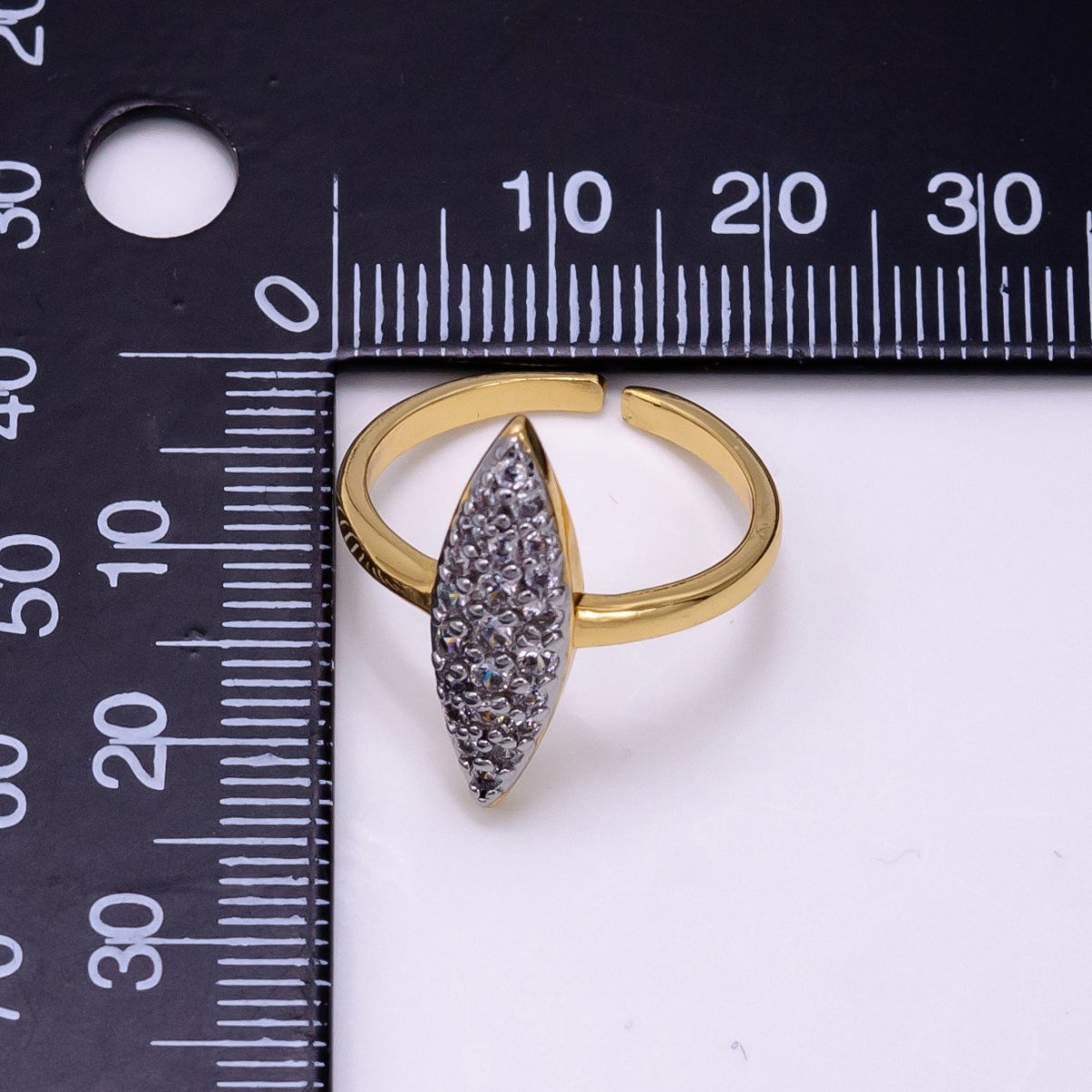 14K Gold Filled Sphere Micro Paved CZ Mixed Metal Ring | O1355 - DLUXCA