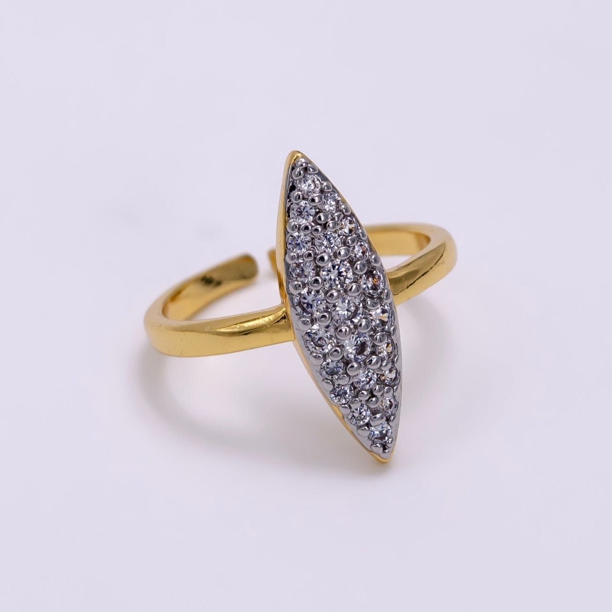 14K Gold Filled Sphere Micro Paved CZ Mixed Metal Ring | O1355 - DLUXCA