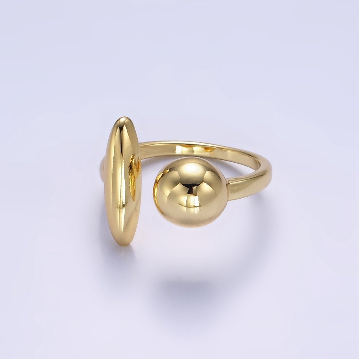 14K Gold Filled Sphere Round Dome Minimalist Wrap Ring | O351 - DLUXCA