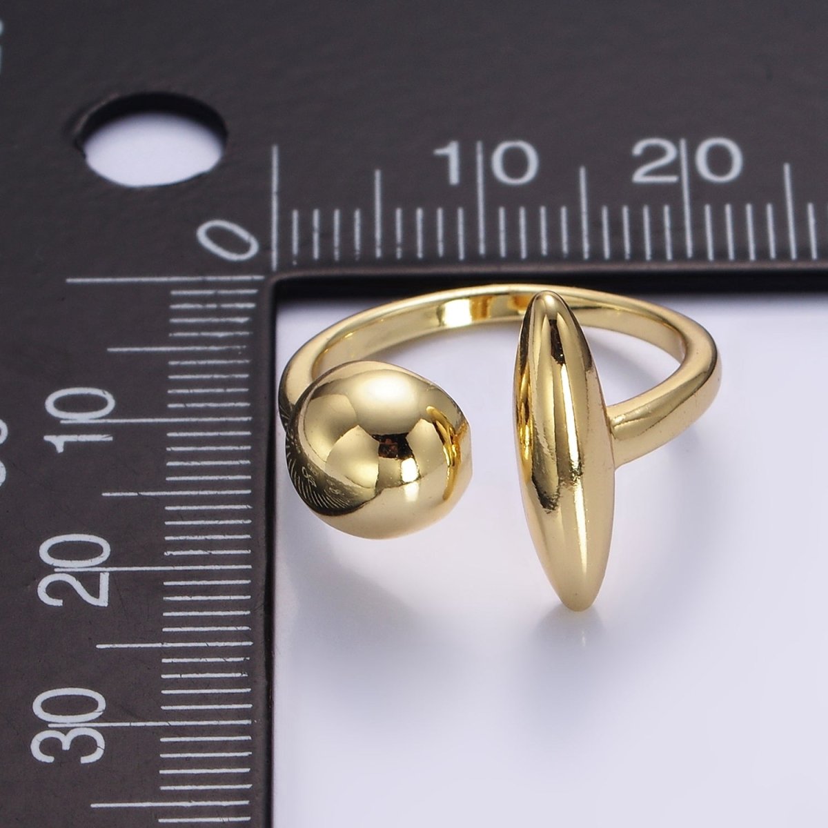 14K Gold Filled Sphere Round Dome Minimalist Wrap Ring | O351 - DLUXCA