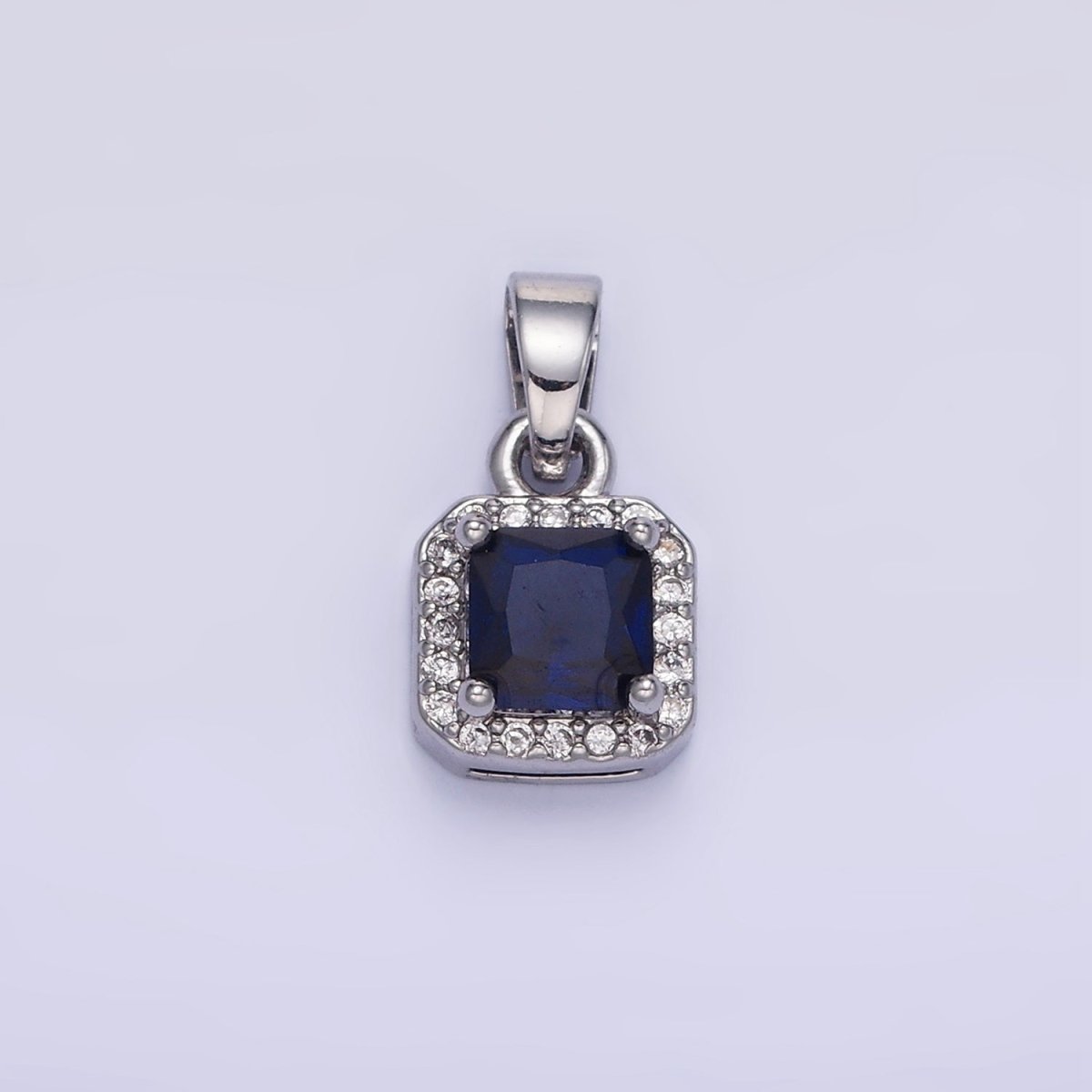 14K Gold Filled Square Birthstone CZ Micro Paved Edged Pendant in Gold & Silver | AA1270 - AA1281 - DLUXCA