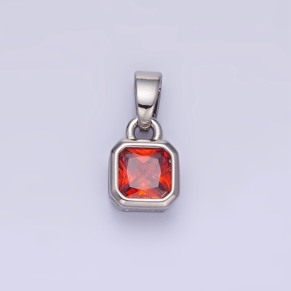 14K Gold Filled Square CZ Edged Birthstone Pendant in Gold & Silver | AA1297 - AA1308 - DLUXCA