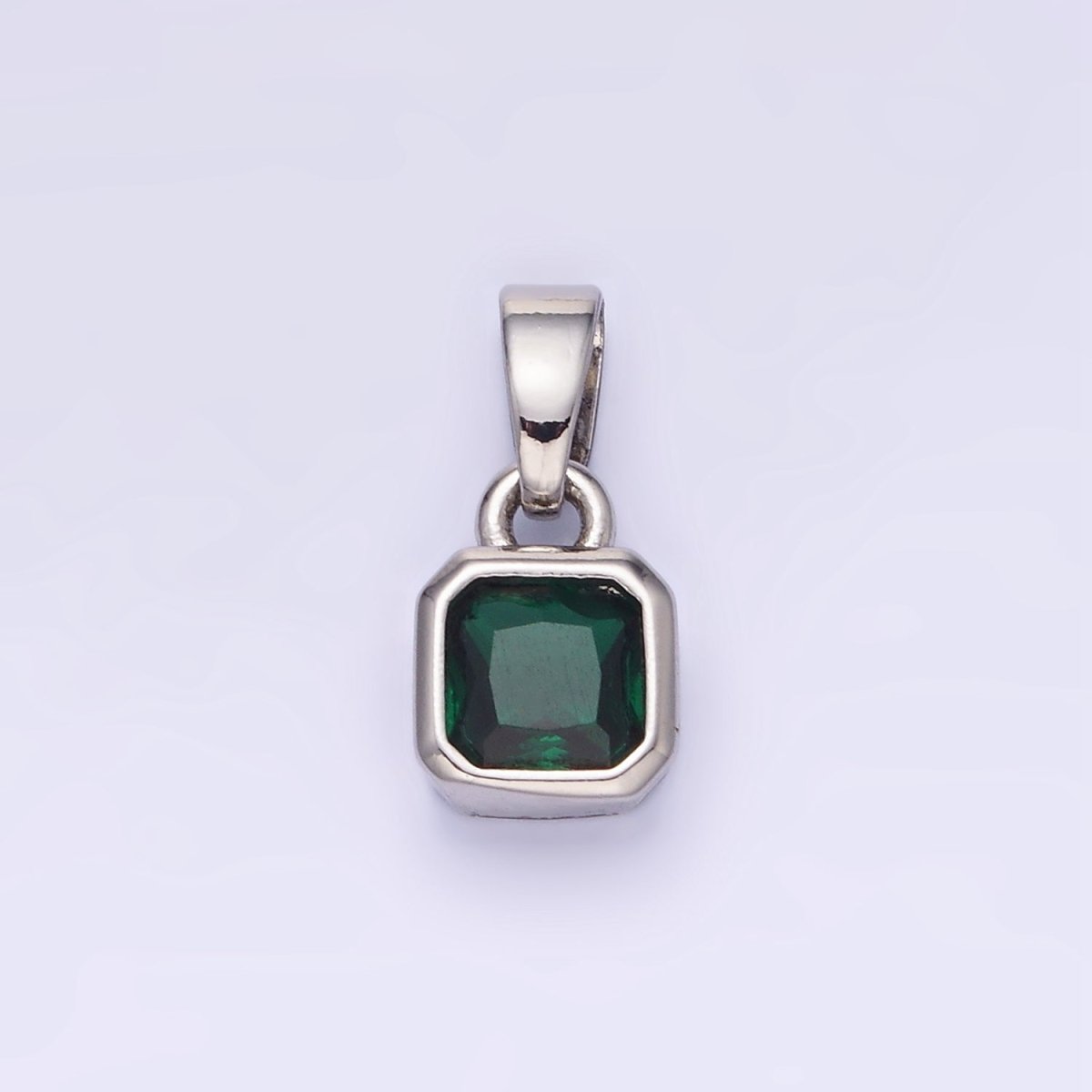 14K Gold Filled Square CZ Edged Birthstone Pendant in Gold & Silver | AA1297 - AA1308 - DLUXCA