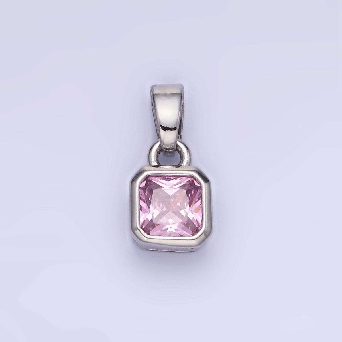 14K Gold Filled Square CZ Edged Birthstone Pendant in Gold & Silver | AA1297 - AA1308 - DLUXCA