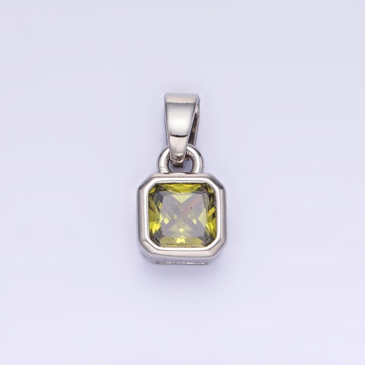 14K Gold Filled Square CZ Edged Birthstone Pendant in Gold & Silver | AA1297 - AA1308 - DLUXCA