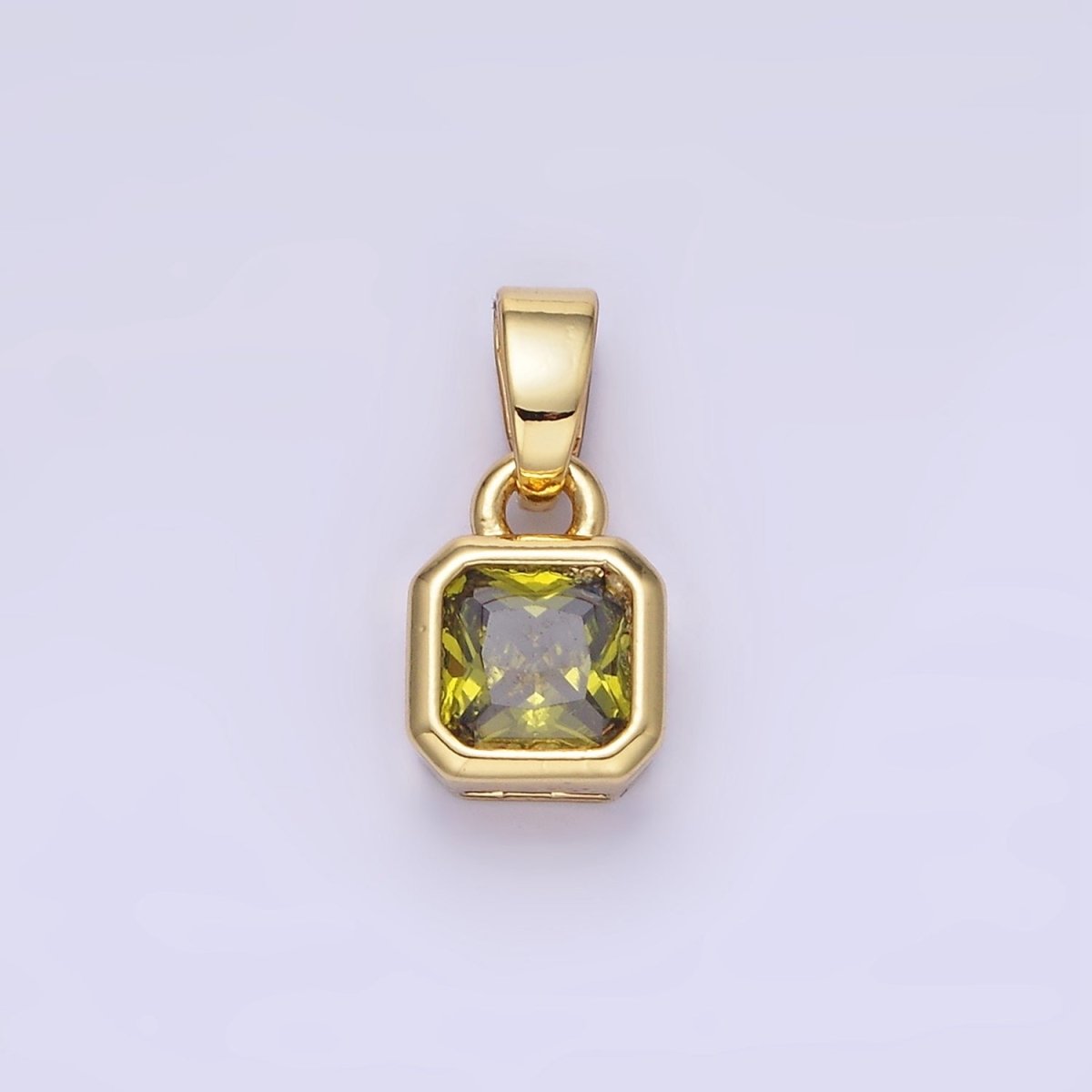 14K Gold Filled Square CZ Edged Birthstone Pendant in Gold & Silver | AA1297 - AA1308 - DLUXCA