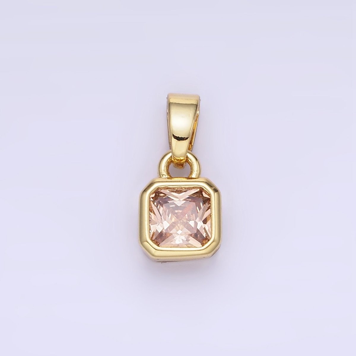 14K Gold Filled Square CZ Edged Birthstone Pendant in Gold & Silver | AA1297 - AA1308 - DLUXCA