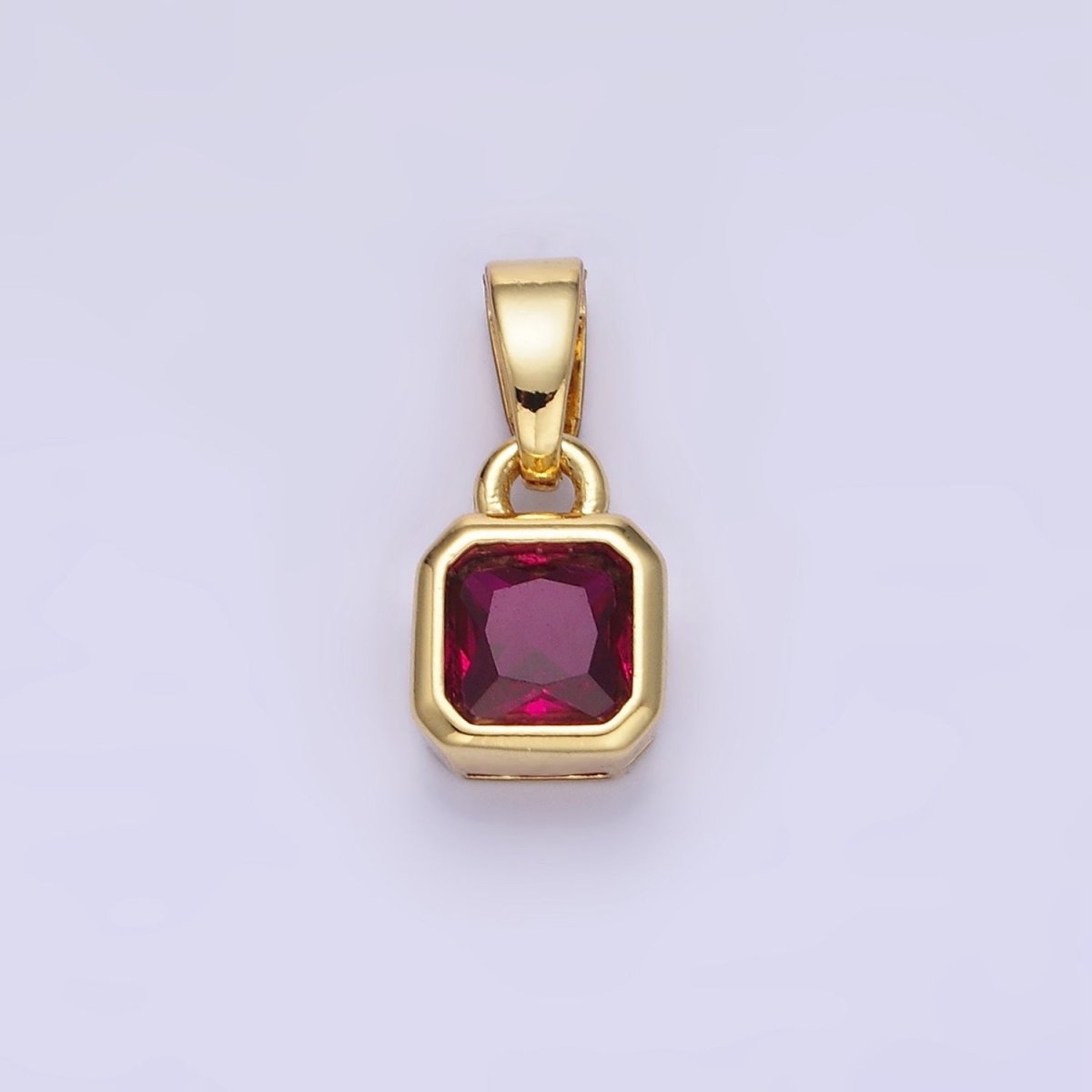 14K Gold Filled Square CZ Edged Birthstone Pendant in Gold & Silver | AA1297 - AA1308 - DLUXCA