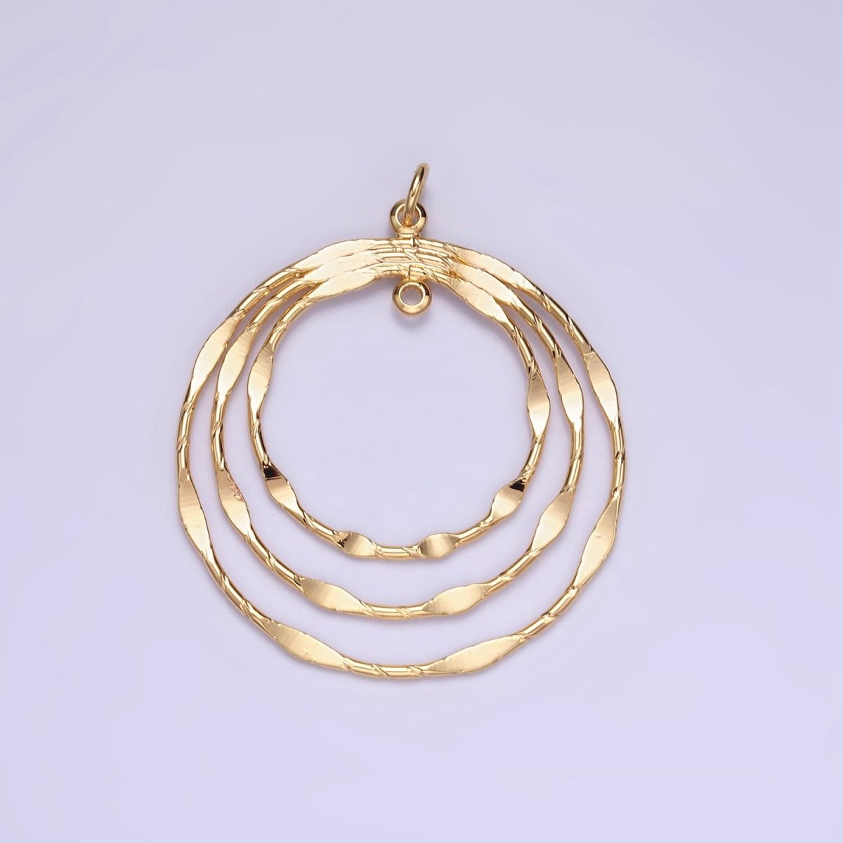 14K Gold Filled Triple Edged Band Geometric Round Charm | AG828 - DLUXCA