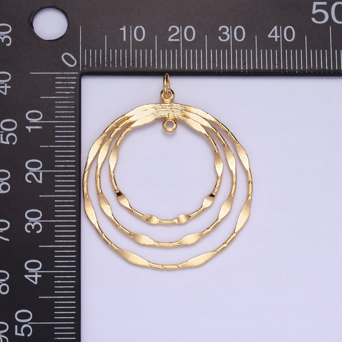 14K Gold Filled Triple Edged Band Geometric Round Charm | AG828 - DLUXCA