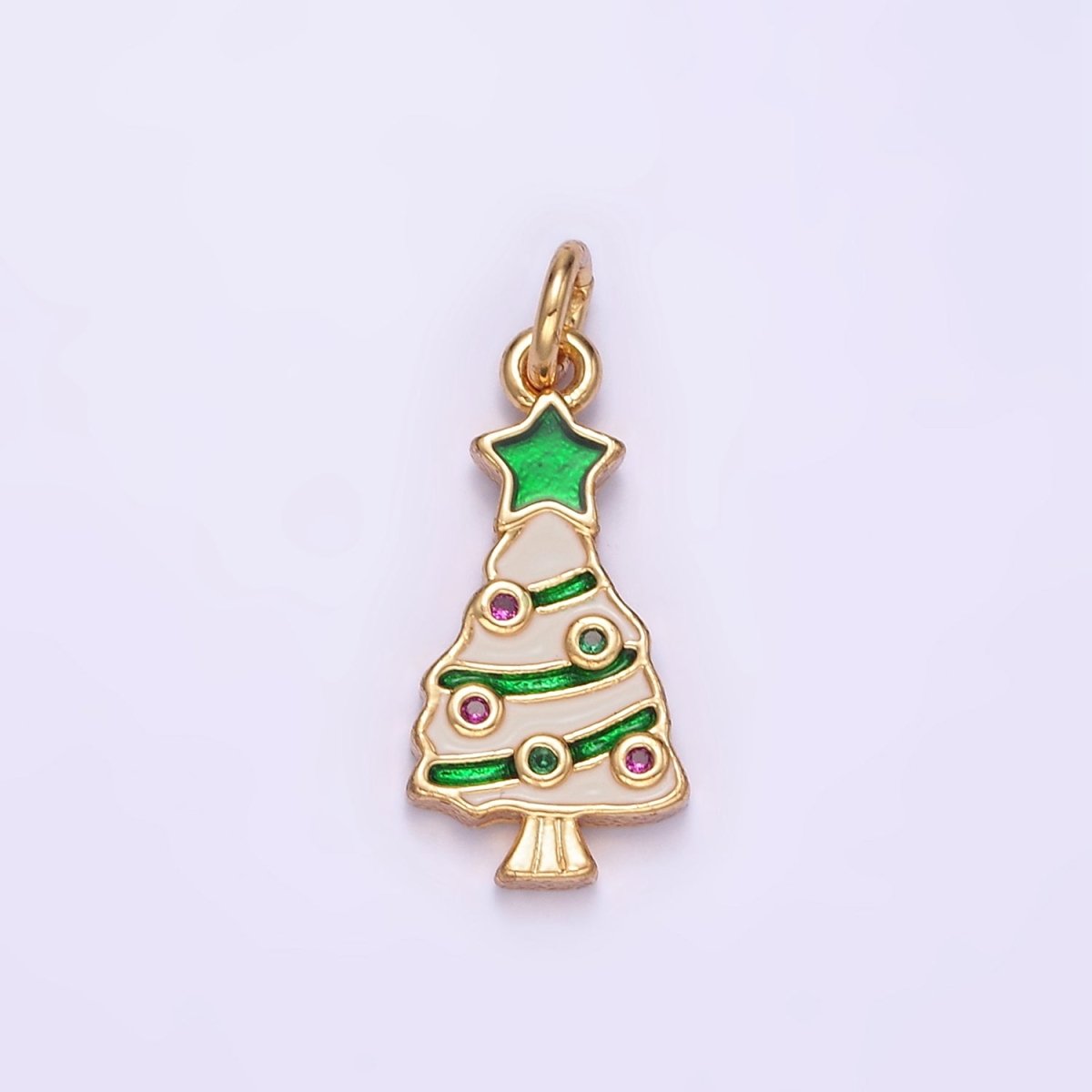 14K Gold Filled White Green Christmas Tree Plant Mini Charm | D516 - DLUXCA