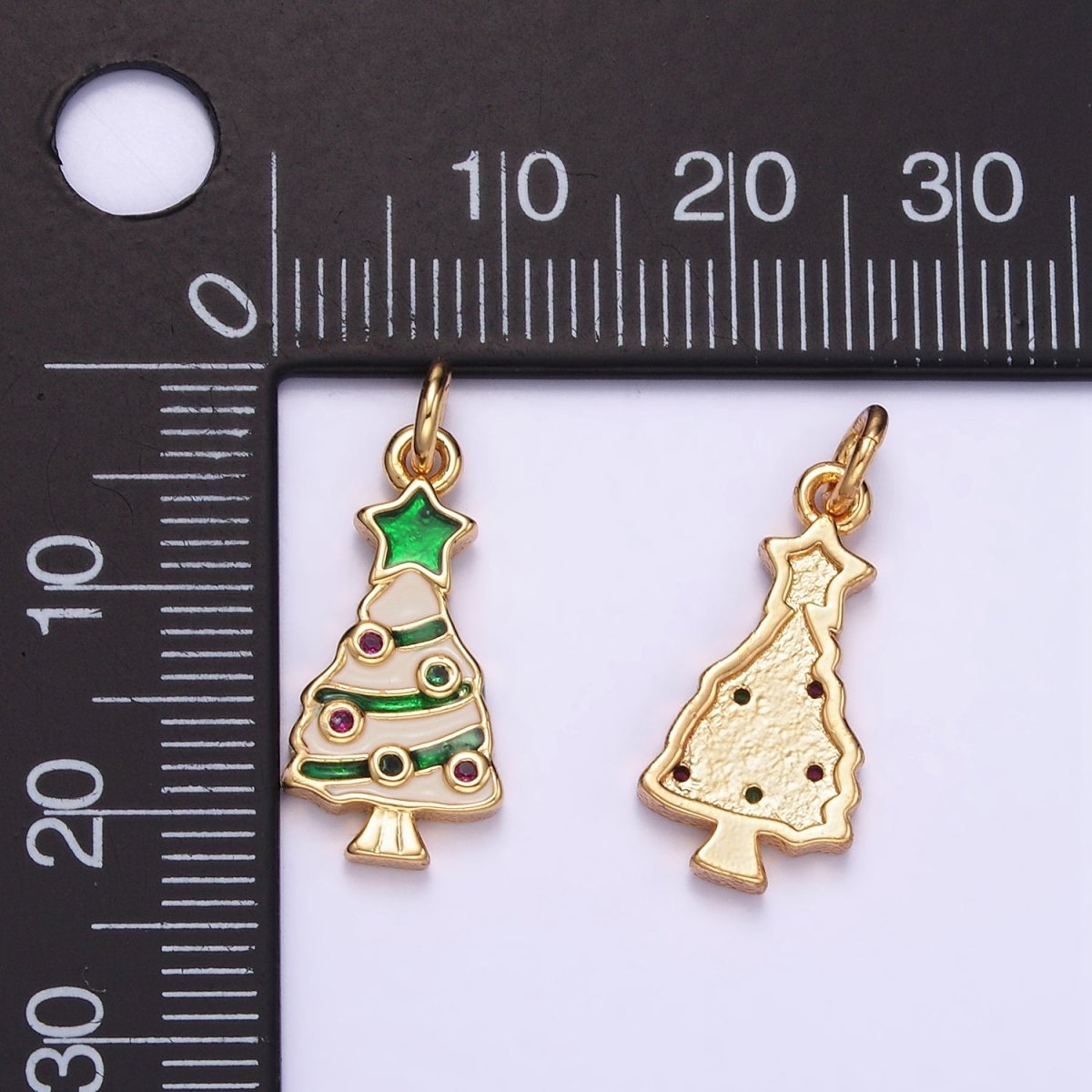 14K Gold Filled White Green Christmas Tree Plant Mini Charm | D516 - DLUXCA