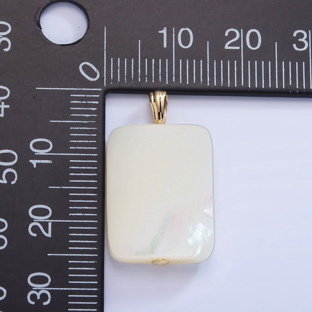 14K Gold Filled White Shell Pearl Rectangle Pendant | P1582 - DLUXCA
