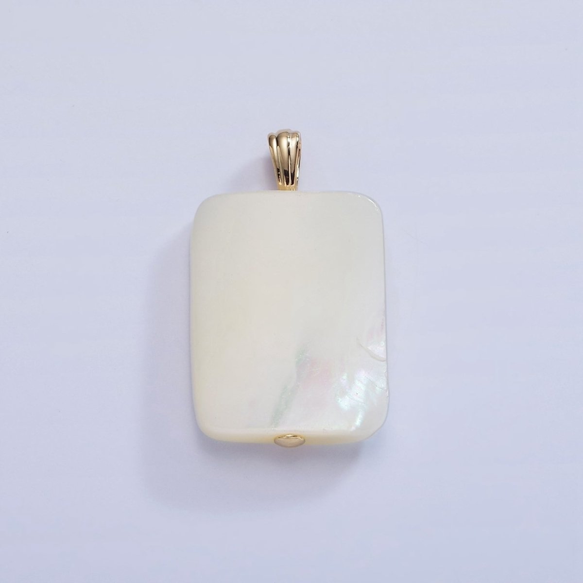 14K Gold Filled White Shell Pearl Rectangle Pendant | P1582 - DLUXCA