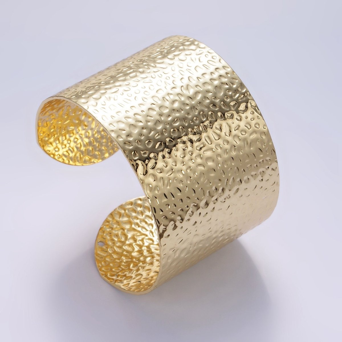 14K Gold Filled Wide Hammered Minimalist Cuff Bracelet | WA - 2520 - DLUXCA