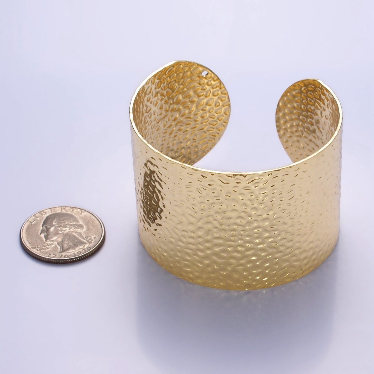 14K Gold Filled Wide Hammered Minimalist Cuff Bracelet | WA - 2520 - DLUXCA