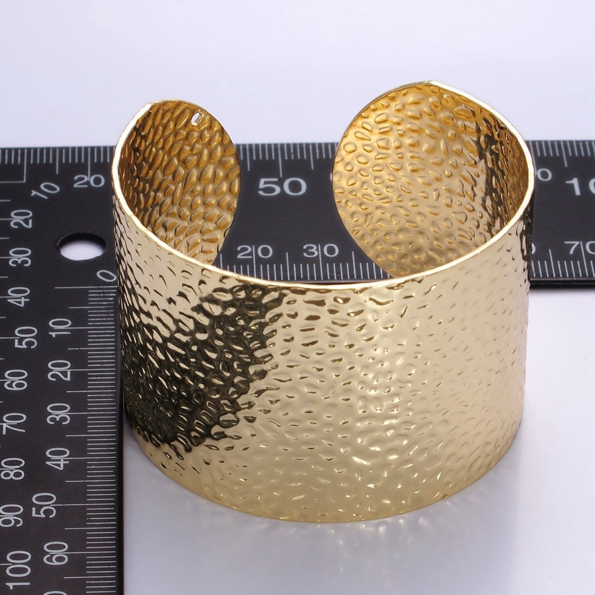 14K Gold Filled Wide Hammered Minimalist Cuff Bracelet | WA - 2520 - DLUXCA