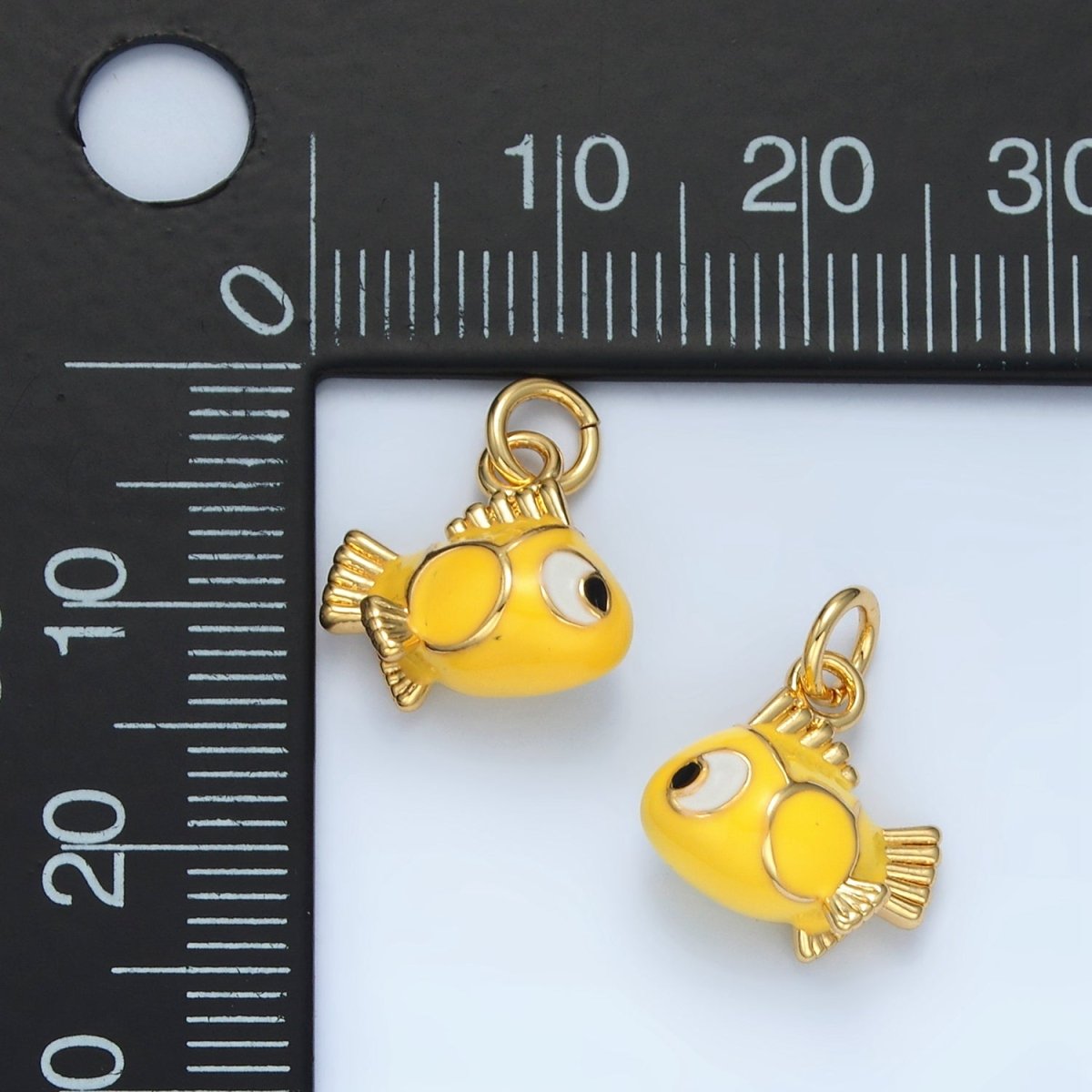 14K Gold Filled Yellow Gold Fish Pet Animal Enamel Mini Charm | AG948 - DLUXCA