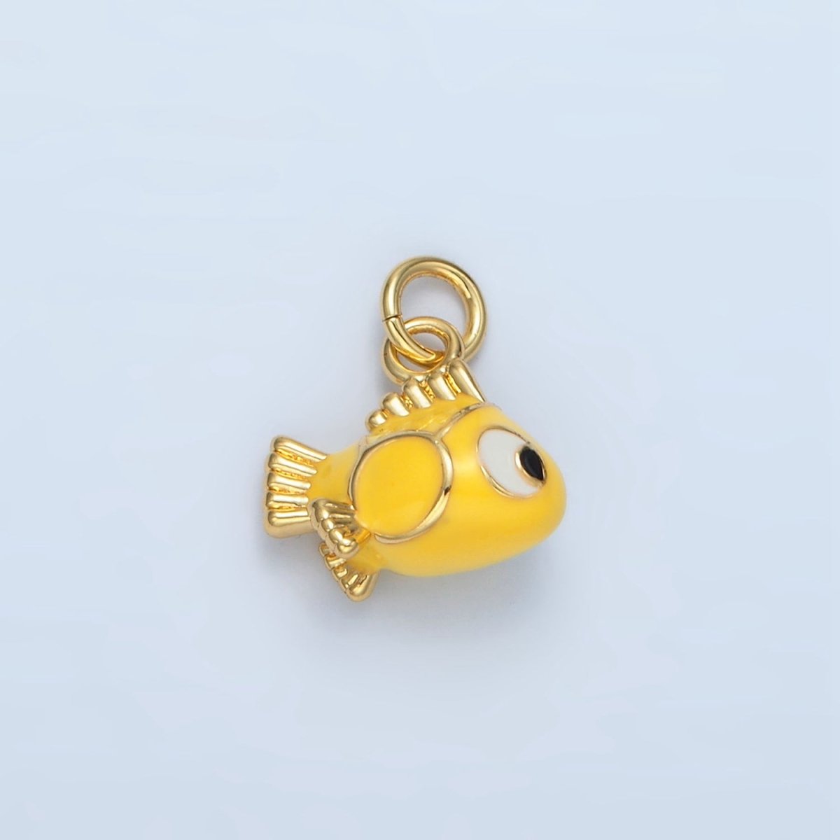 14K Gold Filled Yellow Gold Fish Pet Animal Enamel Mini Charm | AG948 - DLUXCA