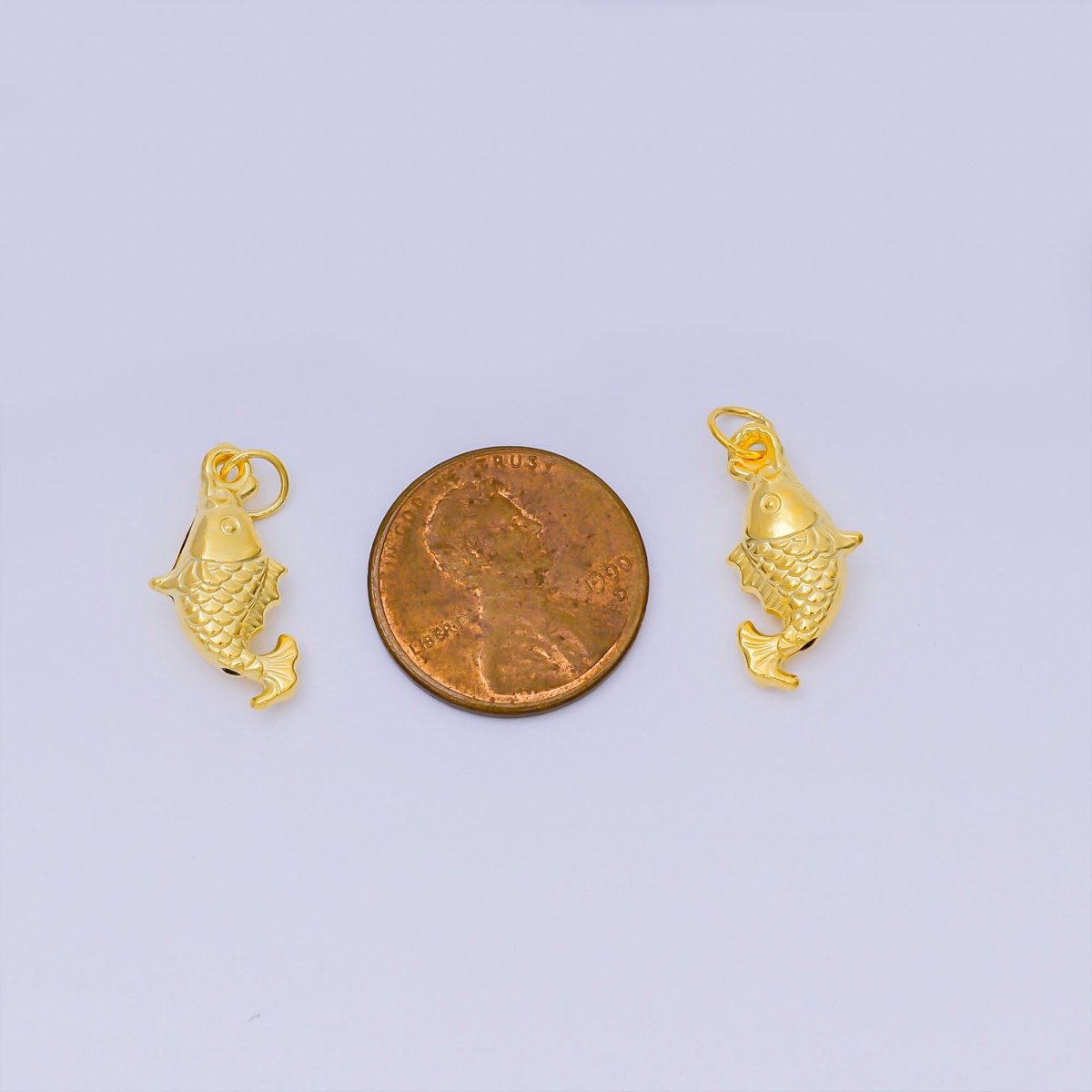 14K Gold Vermeil 19mm Lucky Fish Charm | SL - 654 - DLUXCA