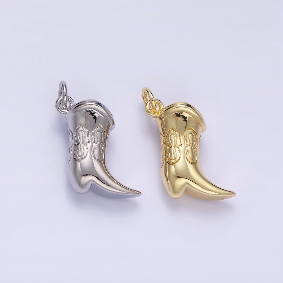 14K Golf Filled Engraved Chubby Cowboy Boot Charm in Gold & Silver | D416 - DLUXCA