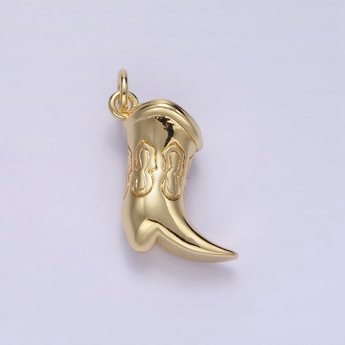 14K Golf Filled Engraved Chubby Cowboy Boot Charm in Gold & Silver | D416 - DLUXCA