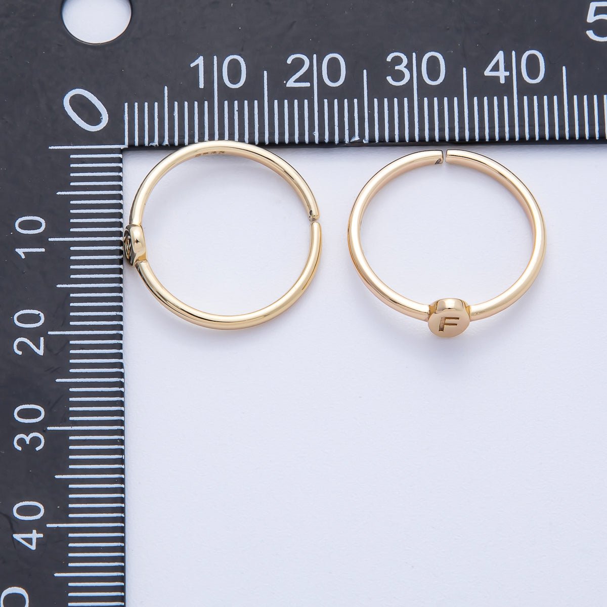 14K S925 Gold Vermeil Personalized Initial Alphabet Name Tag Letter Adjustable Ring | O813 - O859 - DLUXCA