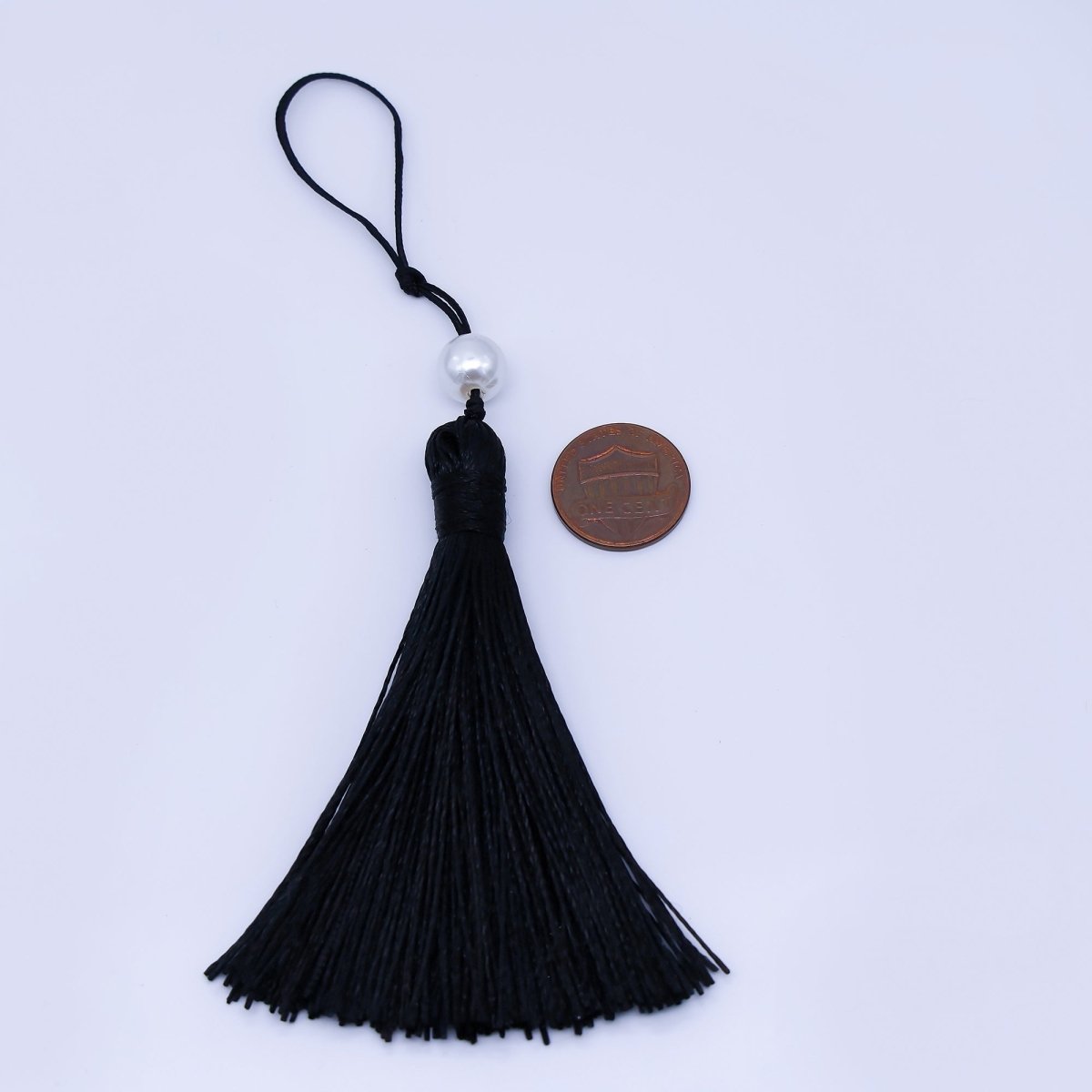 150mm Black Tassel Shell Pearl Keychain Accessories Fringe Jewelry | Z1493 - DLUXCA
