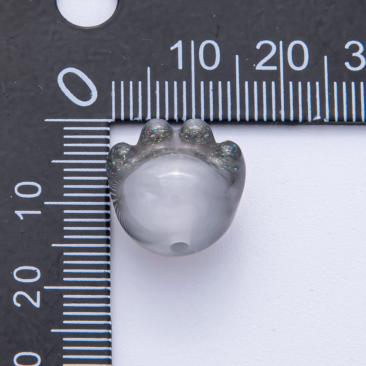 15mm Grey, Red, Blue, Green, Pink, White, Purple Glitter Resin Paw Print Pet Animal Bead | B653 - B657 - DLUXCA