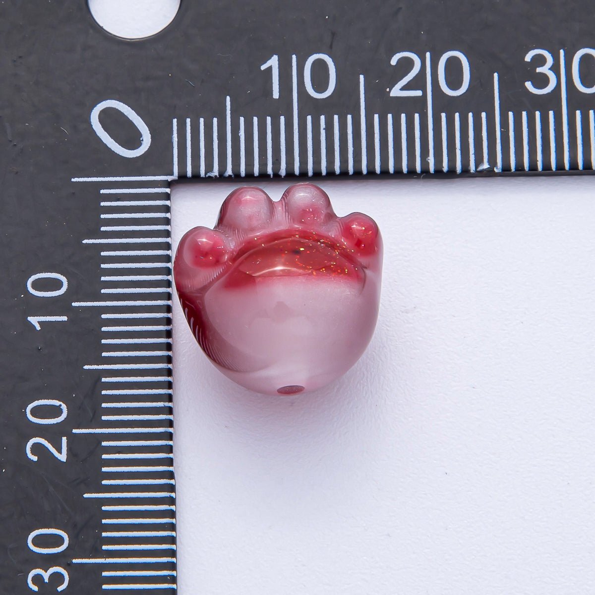 15mm Grey, Red, Blue, Green, Pink, White, Purple Glitter Resin Paw Print Pet Animal Bead | B653 - B657 - DLUXCA