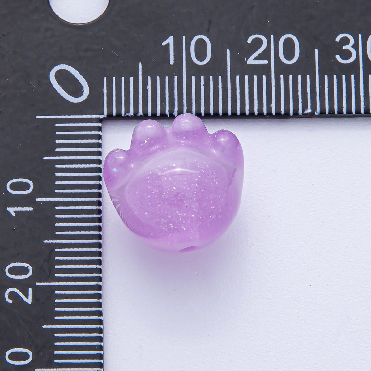 15mm Grey, Red, Blue, Green, Pink, White, Purple Glitter Resin Paw Print Pet Animal Bead | B653 - B657 - DLUXCA