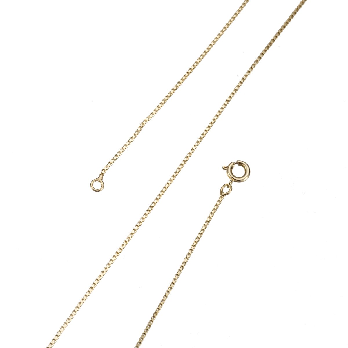 16 inch ready to wear Gold Plated Box Chain Necklace, Layering Dainty Box Chain For Jewelry Making with Pendant Charm WA221 - DLUXCA