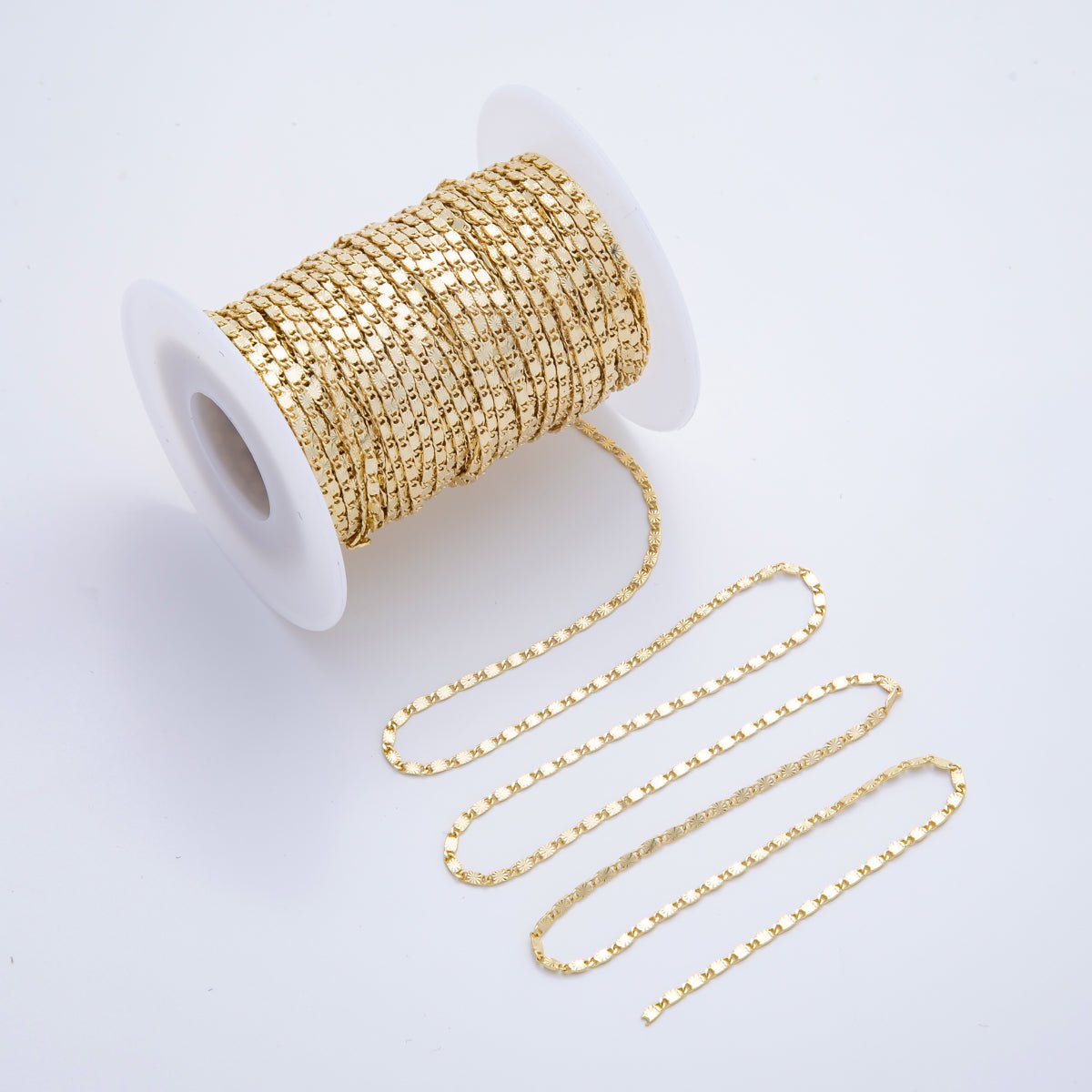 16K Gold Filled 0.5mm Unfinished Starbusrts Link Anchor Chain by Yard | ROLL - 1699 - DLUXCA