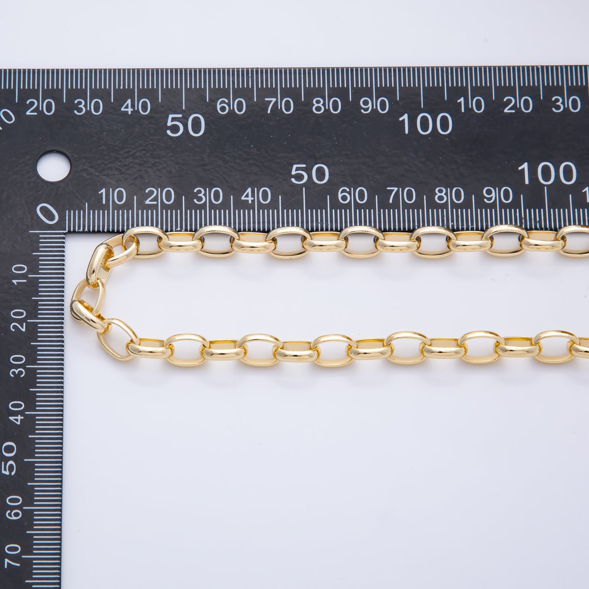 16K Gold Filled 0.7mm Large Chunky Gold Oval Unfinished Cable Chain by Yard | ROLL - 1687 - DLUXCA