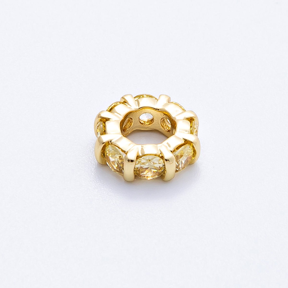 16K Gold Filled 10.5mm Personalized Birthstone Micro Paved Round CZ Rondelle Spacer Set | Beads - 00113 - Beads - 00124 - DLUXCA