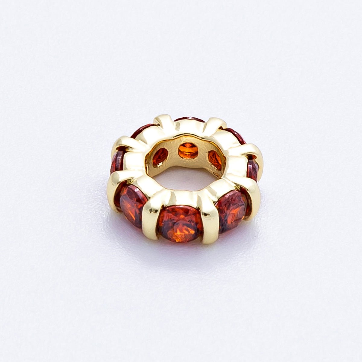 16K Gold Filled 10.5mm Personalized Birthstone Micro Paved Round CZ Rondelle Spacer Set | Beads - 00113 - Beads - 00124 - DLUXCA