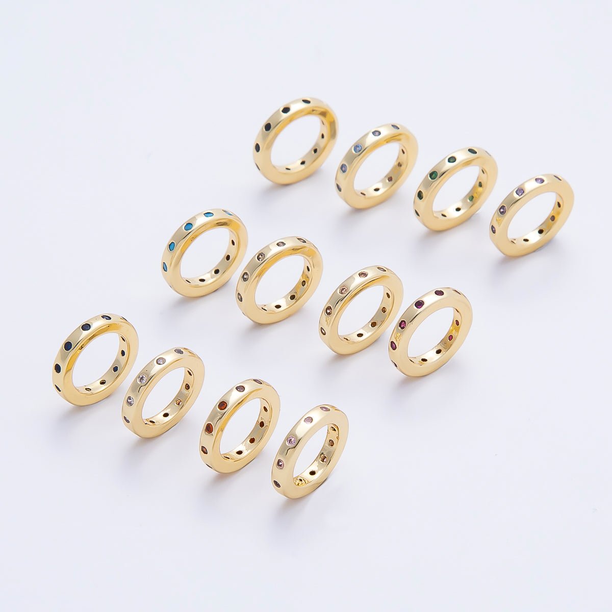 16K Gold Filled 10mm Birthstone CZ Dotted Spacer Beads | Beads-00339 ~ Beads-00338 - DLUXCA