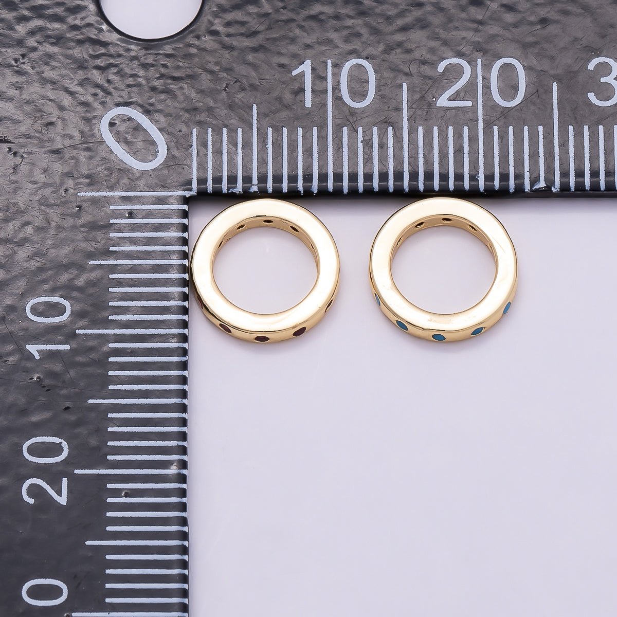 16K Gold Filled 10mm Birthstone CZ Dotted Spacer Beads | Beads-00339 ~ Beads-00338 - DLUXCA