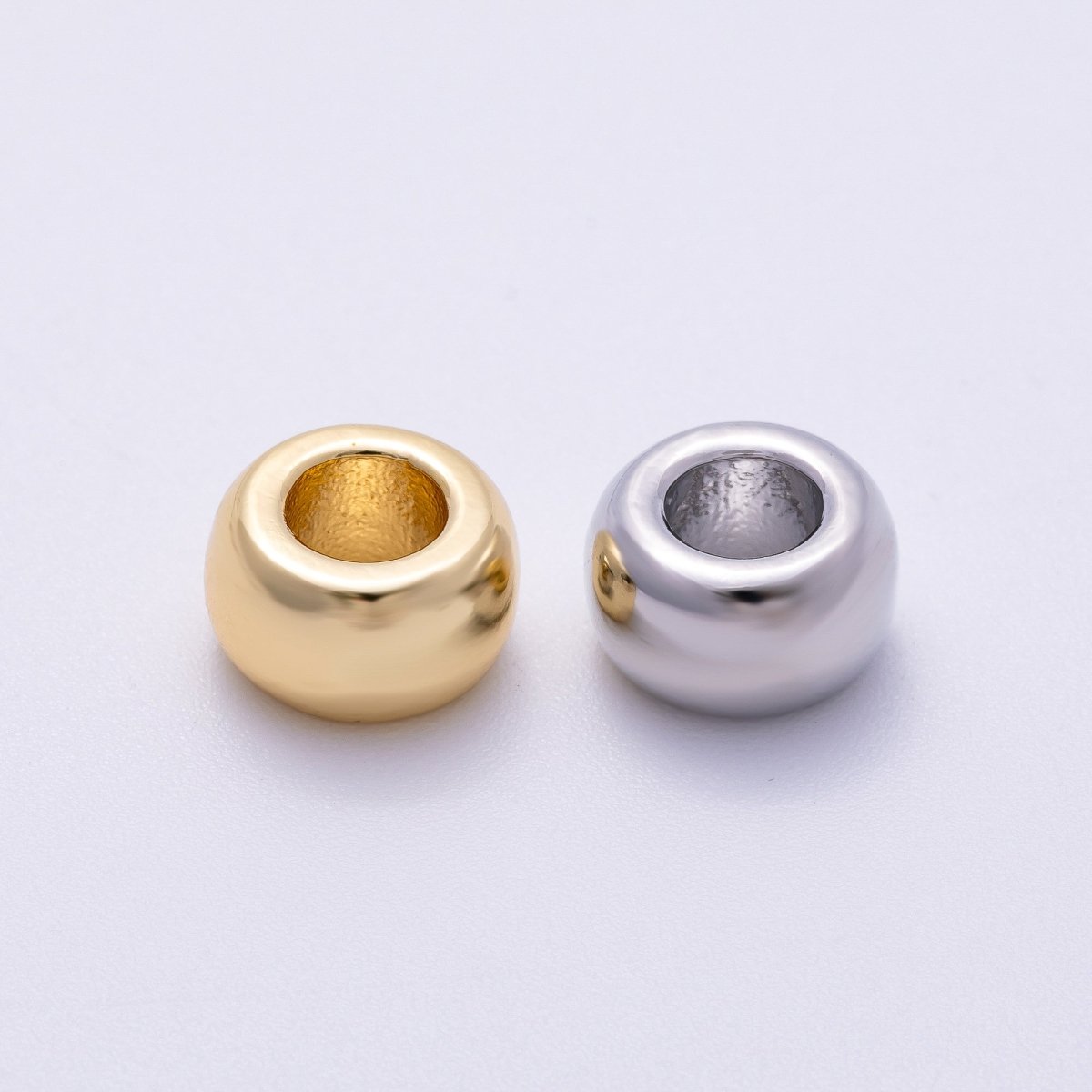 16K Gold Filled 10mm Chubby Round Thick Spacer Rondelle in Gold & Silver | Beads - 00239 Beads - 00240 - DLUXCA