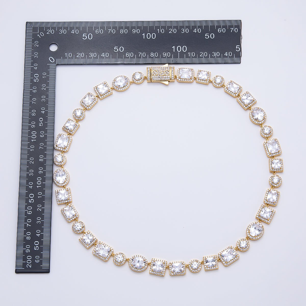 16K Gold Filled 10mm Clear Baguette Micro Paved CZ Tennis Chain 20.5 Inch Necklace | WA-04682 - DLUXCA