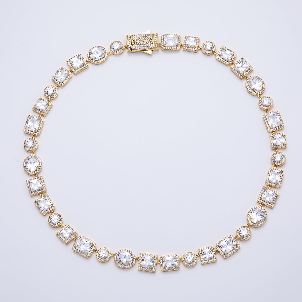 16K Gold Filled 10mm Clear Baguette Micro Paved CZ Tennis Chain 20.5 Inch Necklace | WA-04682 - DLUXCA