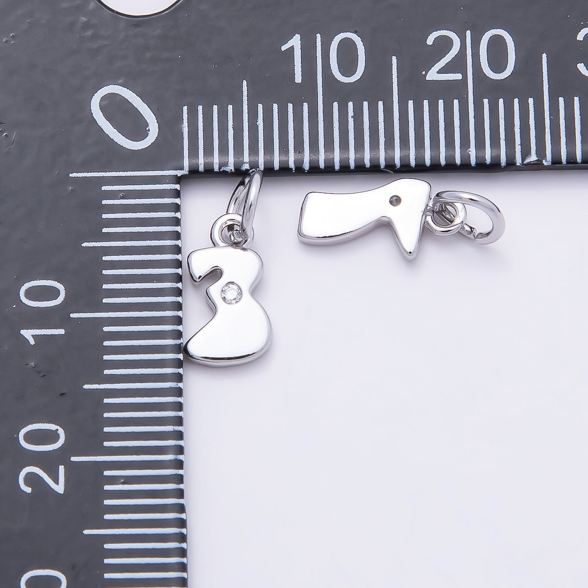 16K Gold Filled 10mm Clear CZ Geometric Number Numerology Charm | Charms-00888 ~ Charms-00897 - DLUXCA