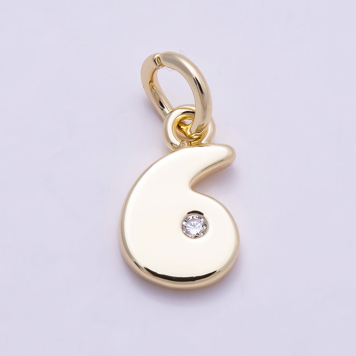 16K Gold Filled 10mm Clear CZ Geometric Number Numerology Charm | Charms-00888 ~ Charms-00897 - DLUXCA
