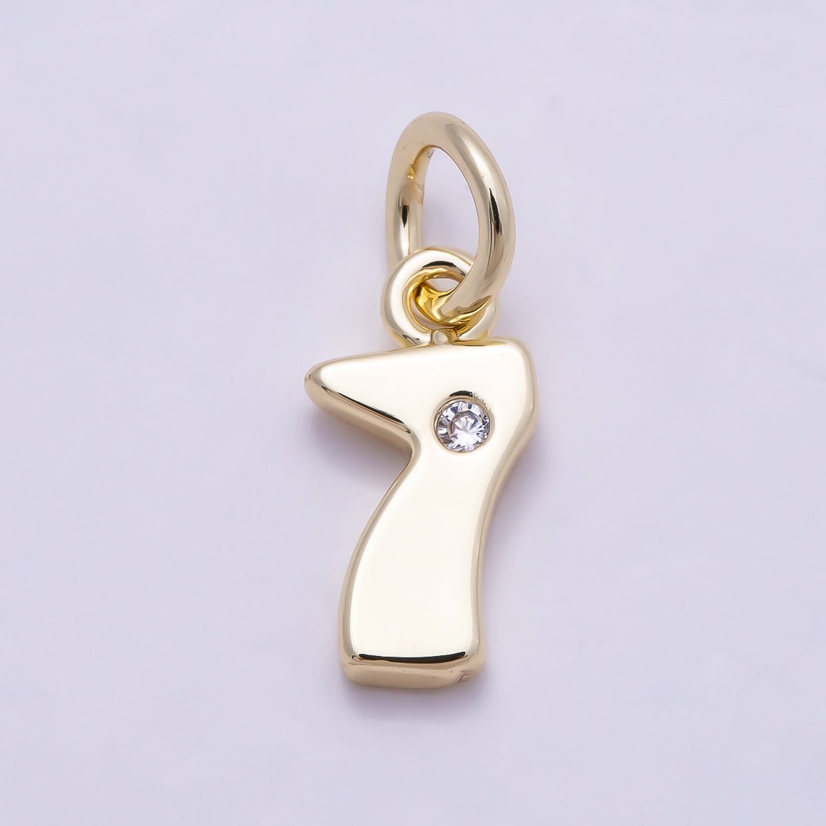 16K Gold Filled 10mm Clear CZ Geometric Number Numerology Charm | Charms-00888 ~ Charms-00897 - DLUXCA