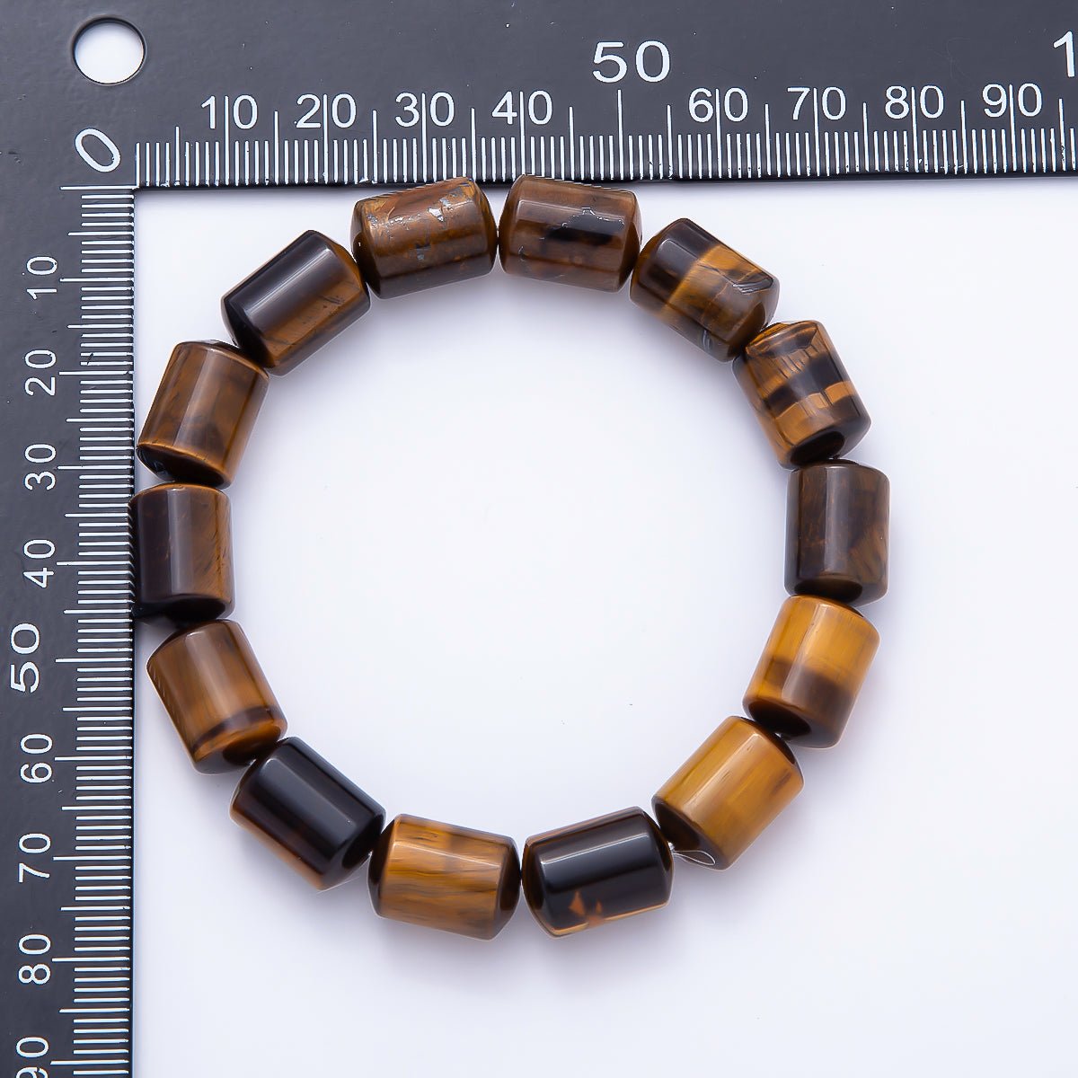 16K Gold Filled 10mm Clear Quartz, Amethyst, Aventurine, Rose Quartz, Tiger Eye Tube Gemstone Stretch Bracelet | WA-02243 ~ WA-02296 - DLUXCA