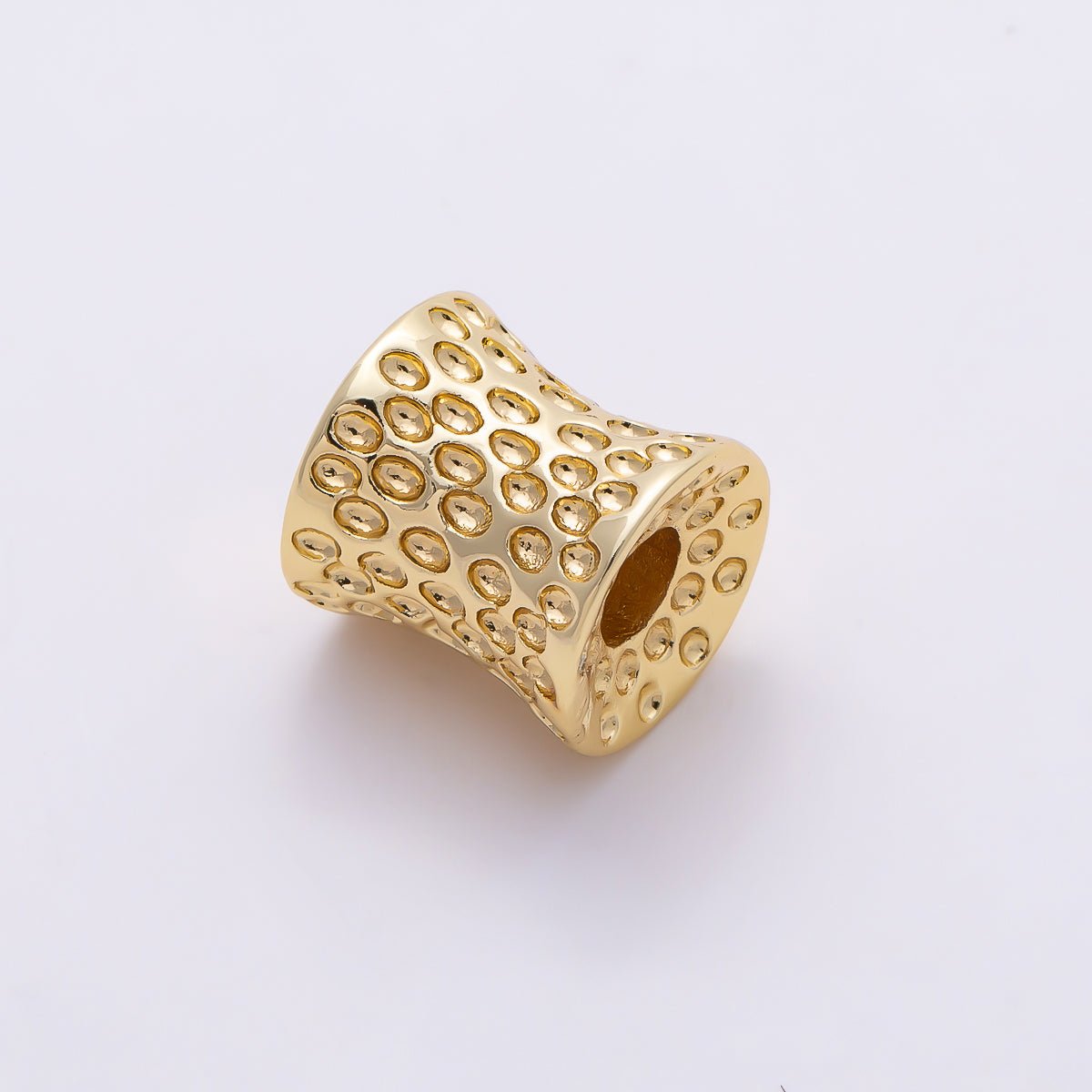 16K Gold Filled 10mm Concave Hammered Spacer Bead | Beads-00562 - DLUXCA