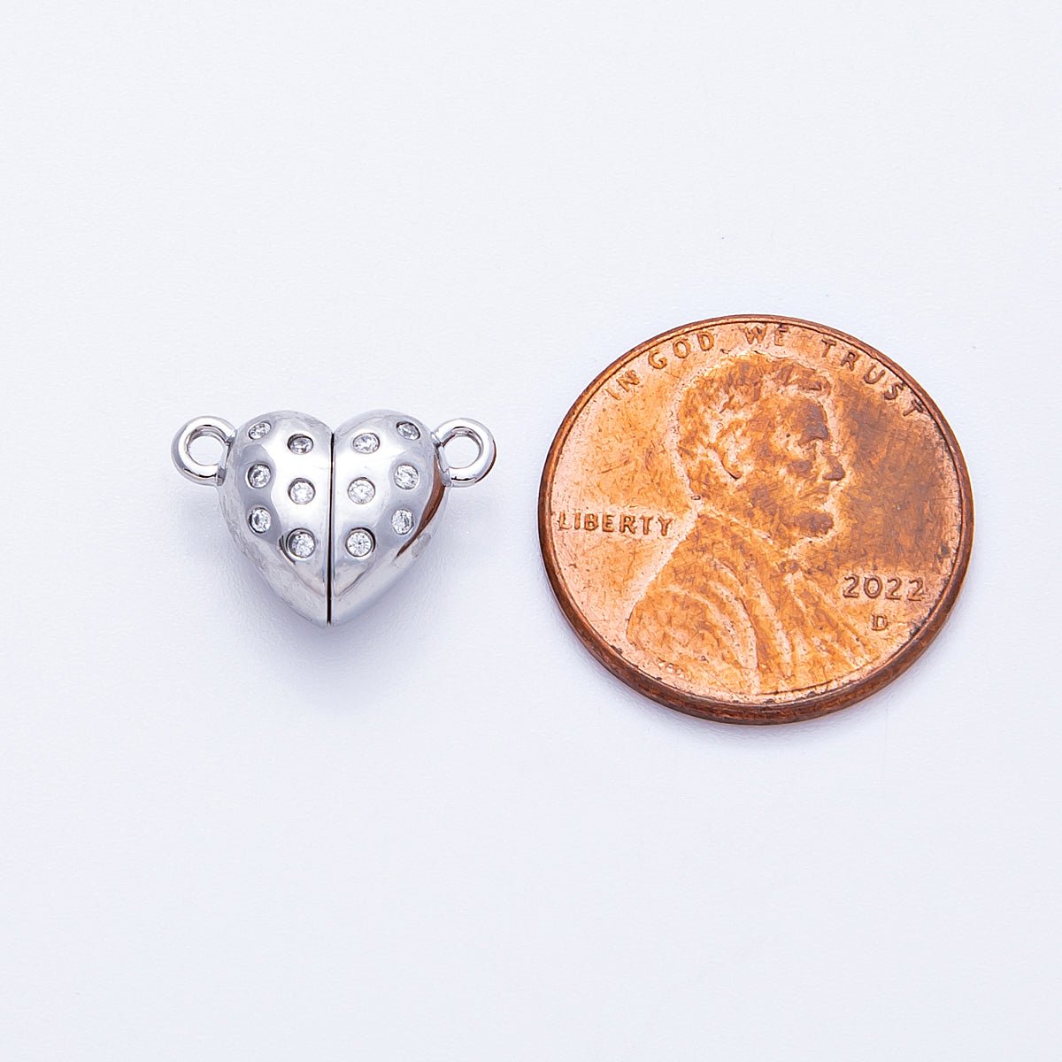 16K Gold Filled 10mm CZ Dotted Magnetic Heart Connector Closure Findings in Gold & Silver | Findings - 00029 - DLUXCA