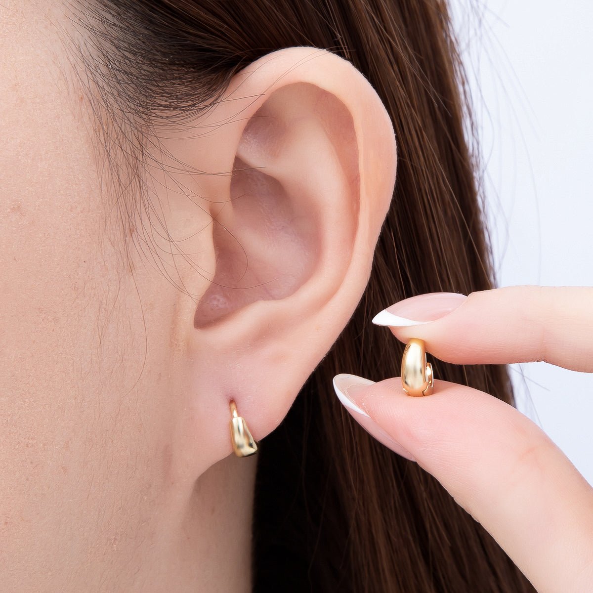 16K Gold Filled 10mm Dome Minimalist Huggie Hoop | Earrings-00701 - DLUXCA